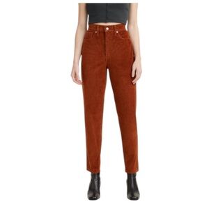 Levi’s High-Waisted Rust Corduroy Mom Jeans Tapered Leg Size 24